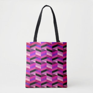 Bolsa Tote Abstrato Chevron/Herringbone   Rúpias e Violetas