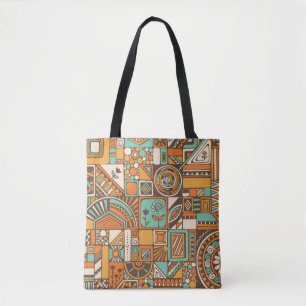 Bolsa Tote Abstrato com elementos geométricos.