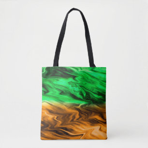 Bolsa Tote Abstrato com manchas indefinidas em verde laranja
