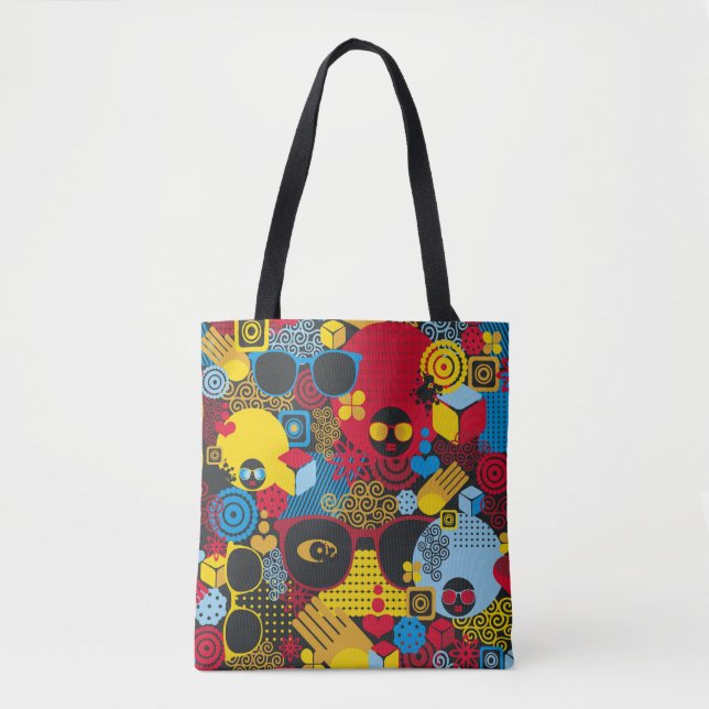 Bolsa Tote Abstrato com uma mulher negra. digita (Frente)