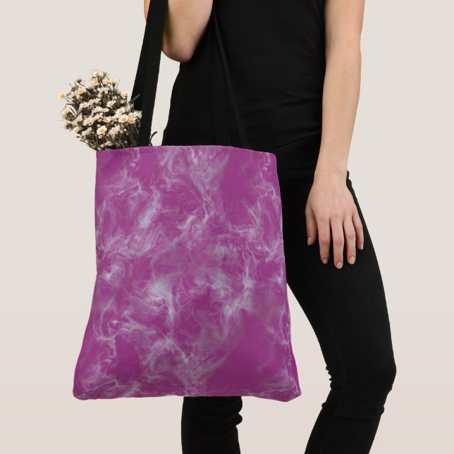 Bolsa Tote abstrato cor-de-rosa e branco (Close Up)