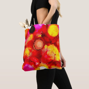 Bolsa Tote Abstrato cor vermelha e rosa