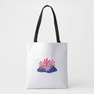Bolsa Tote Abstrato Coral Floral Minimalista 