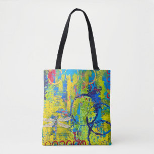 Bolsa Tote Abstrato Cores e Dragonfly