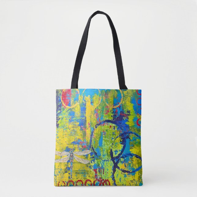 Bolsa Tote Abstrato Cores e Dragonfly (Frente)