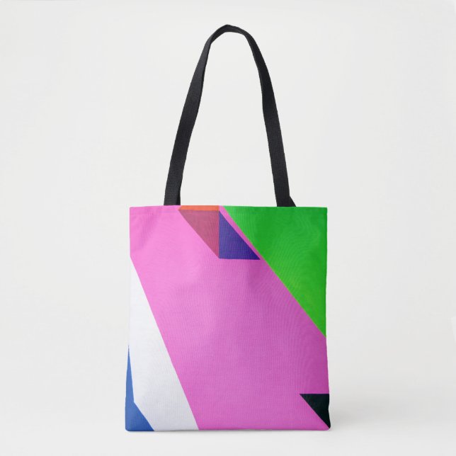 Bolsa Tote Abstrato de arte rosa e multicolor (Frente)