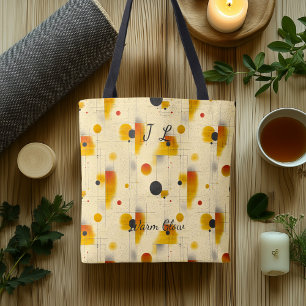 Bolsa Tote Abstrato de brilho quente - bege, Dourado, geométr