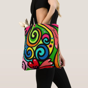 Bolsa Tote Abstrato de cores de energia - Super diversão do p