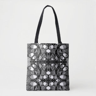 Bolsa Tote Abstrato de desenho de mão 20319 - Branco sobre p