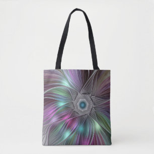 Bolsa Tote Abstrato de energia colorida com a arte frontal mo