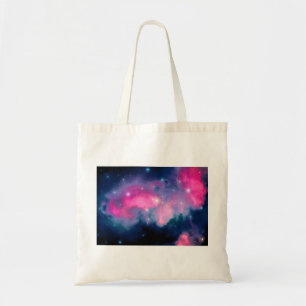 Bolsa Tote Abstrato de Galáxias e Estrelas Rosa e Azul