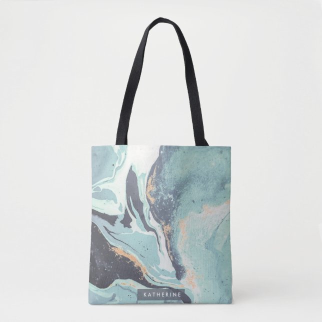 Bolsa Tote Abstrato de gradiente azul (Frente)