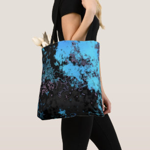 Bolsa Tote Abstrato de mármore azul, Cinza e roxo