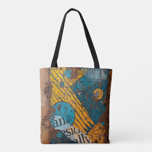 Bolsa Tote Abstrato de Mudcloth texturizado (Verso)