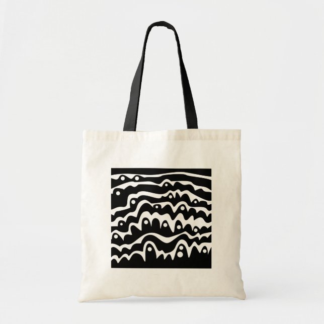 Bolsa Tote Abstrato de onda preto e branco (Frente)