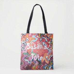 Bolsa Tote Abstrato de Pastas Rosa Funky
