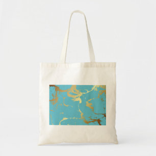 Bolsa Tote Abstrato de pintura acrílica em teal e em mármore 
