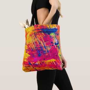 Bolsa Tote Abstrato de pintura colorido brilhante
