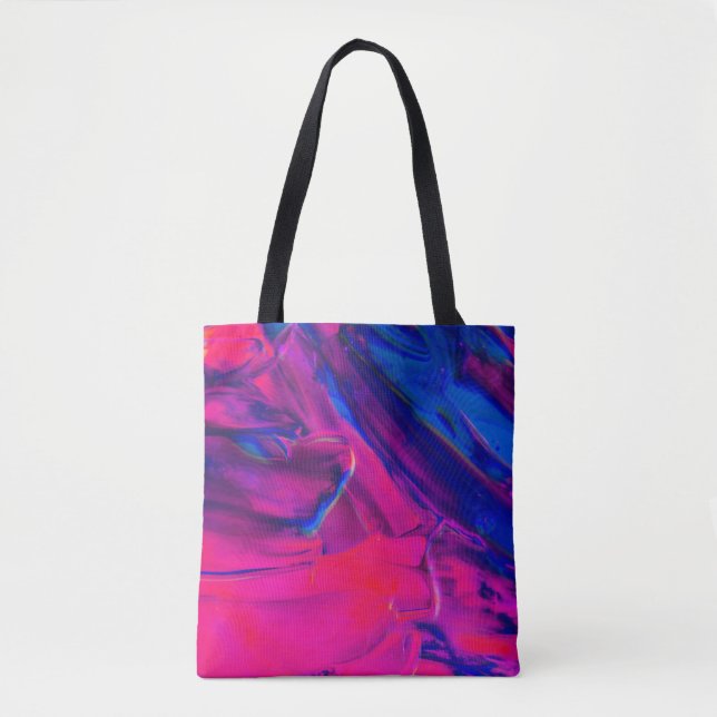 Bolsa Tote Abstrato de pintura rosa, púrpura e azul Abstra (Frente)