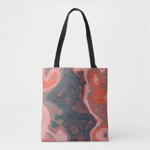 Bolsa Tote Abstrato de redemoinho de pêssego e verde