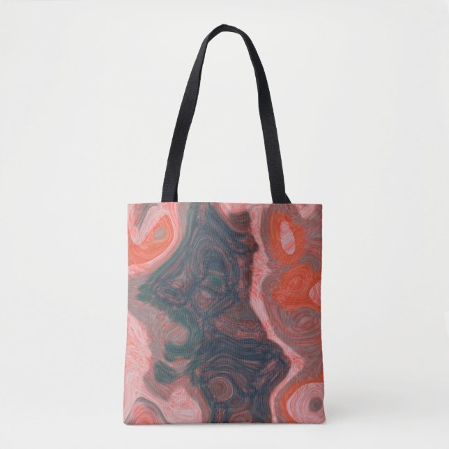 Bolsa Tote Abstrato de redemoinho de pêssego e verde (Frente)