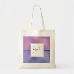 Bolsa Tote Abstrato de Rotação Roxo e Rosa Moderno Monogram