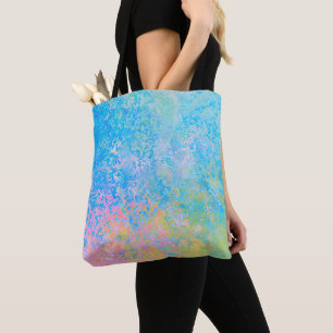 Bolsa Tote Abstrato de Tinta Álcool Colorida Neon Pastel Sky