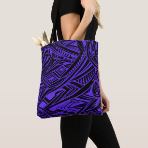 Bolsa Tote Abstrato de Tribal Negro E Roxo