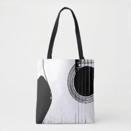 Bolsa Tote Abstrato de White Preto de Violão Musical