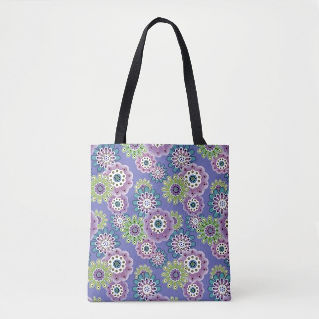 Bolsa Tote Abstrato diversão flores de desenho floral escandi (Frente)