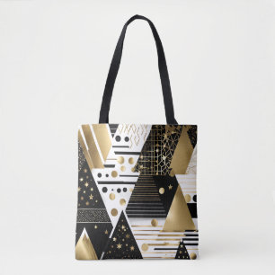 Bolsa Tote abstrato dourado e saqueta preto