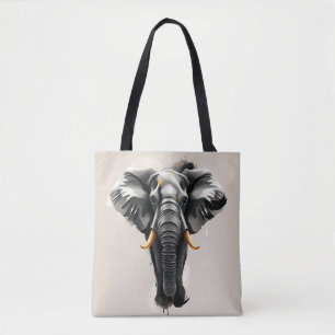 Bolsa Tote Abstrato Elefante com presas Douradas em Tonelada