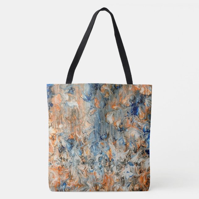 Bolsa Tote Abstrato em azul e laranja (Frente)