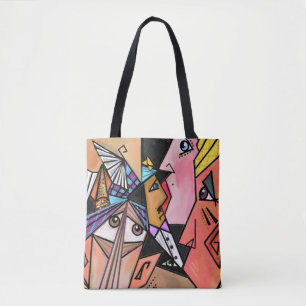 Bolsa Tote Abstrato Faces - Moods - Pintura em Retrato Cubism