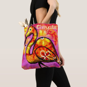 Bolsa Tote Abstrato Flamingo Bird Personalizado