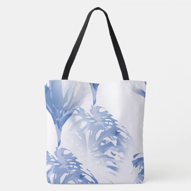Bolsa Tote Abstrato Floral Art Grocery Comprando Praia (Verso)