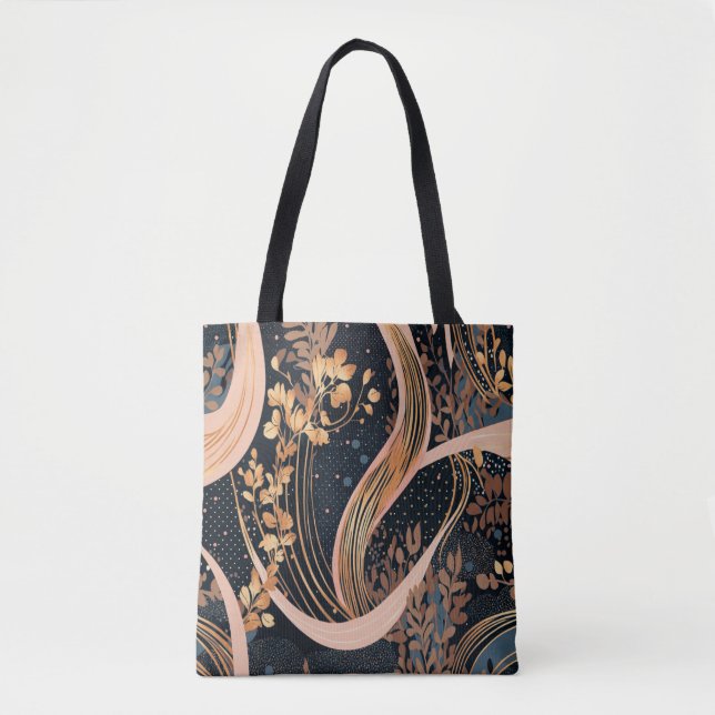 Bolsa Tote Abstrato floral, bolinhas, vinhas (Frente)