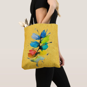Bolsa Tote Abstrato floral de cor aquosa colorida