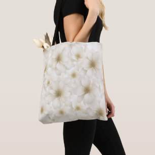 Bolsa Tote Abstrato Floral de Marfim