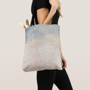 Bolsa Tote Abstrato Floral nas manchas de gradiente azul e br