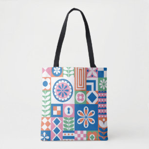 Bolsa Tote Abstrato floral. Padrão folclórico sem aparência.