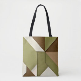 Bolsa Tote Abstrato geométrico castanho bege verde-chic