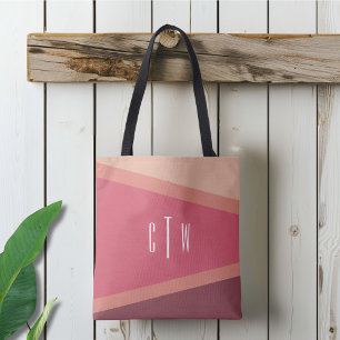Bolsa Tote Abstrato Geométrico de Blush Monograma