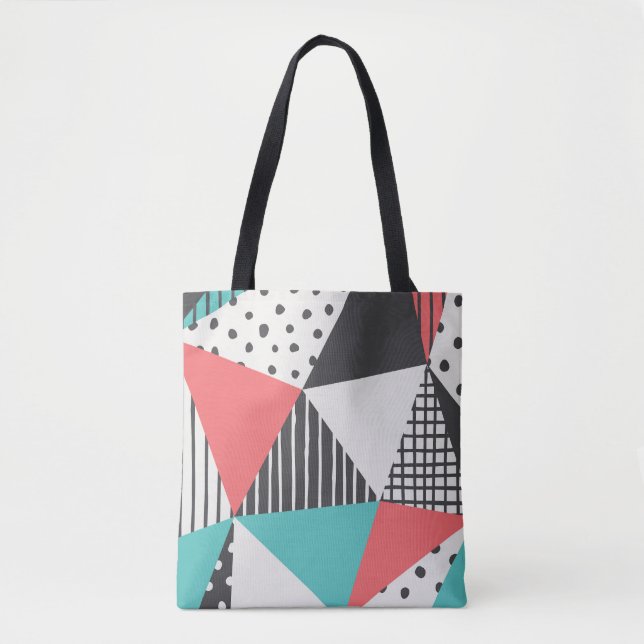 Bolsa Tote Abstrato geométrico: design de padrão moderno. (Frente)