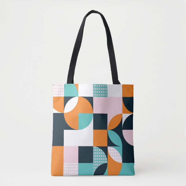 Bolsa Tote Abstrato Geométrico: Efeito Colorido 3D. (Frente)