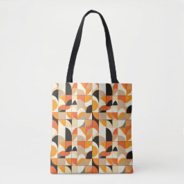 Bolsa Tote Abstrato Geométrico em tons laranja, com padrão
