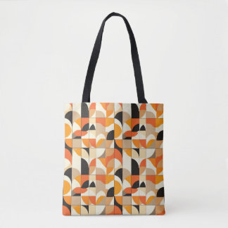 Bolsa Tote Abstrato Geométrico em tons laranja, com padrão