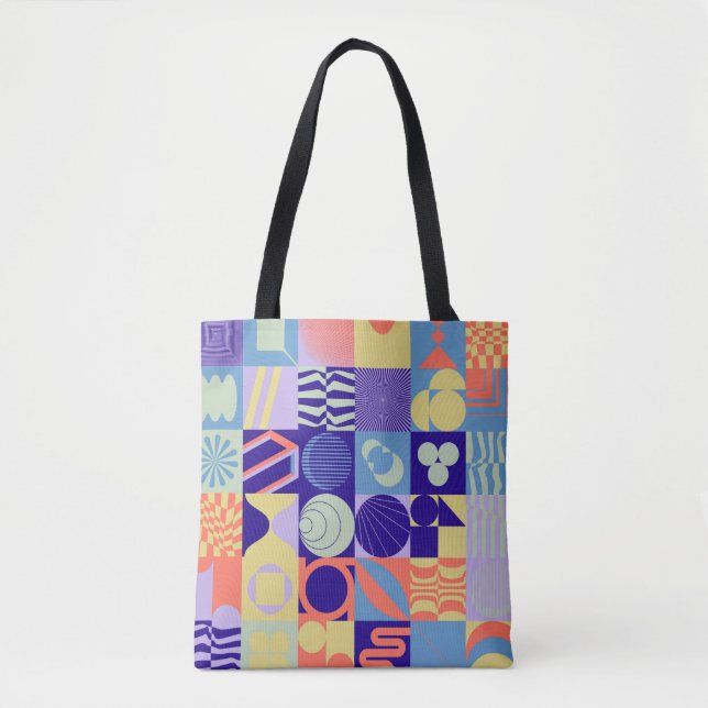 Bolsa Tote Abstrato geométrico feito com formas simples (Frente)