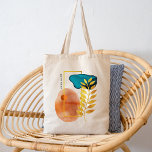 Bolsa Tote Abstrato Geométrico Médio-Século Moderno Minimalis<br><div class="desc">Formas geométricas modernas do médio único,  do século abstrato,  em cores arrojadas que vão do amarelo-ouro ao mel-âmbar e azul lacrimogêneo acentuadas com um padrão foliar botânico dourado. Ideia ideal para o amante da arte contemporânea.</div>