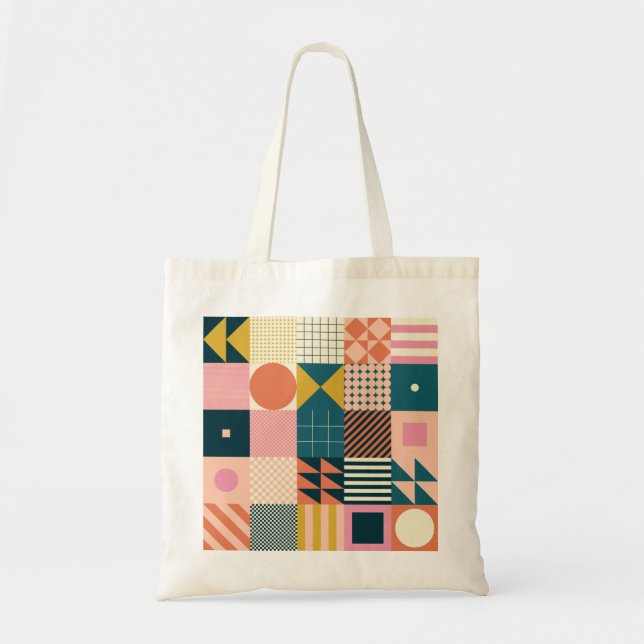 Bolsa Tote Abstrato Geométrico Moderno: Design Colorida (Frente)